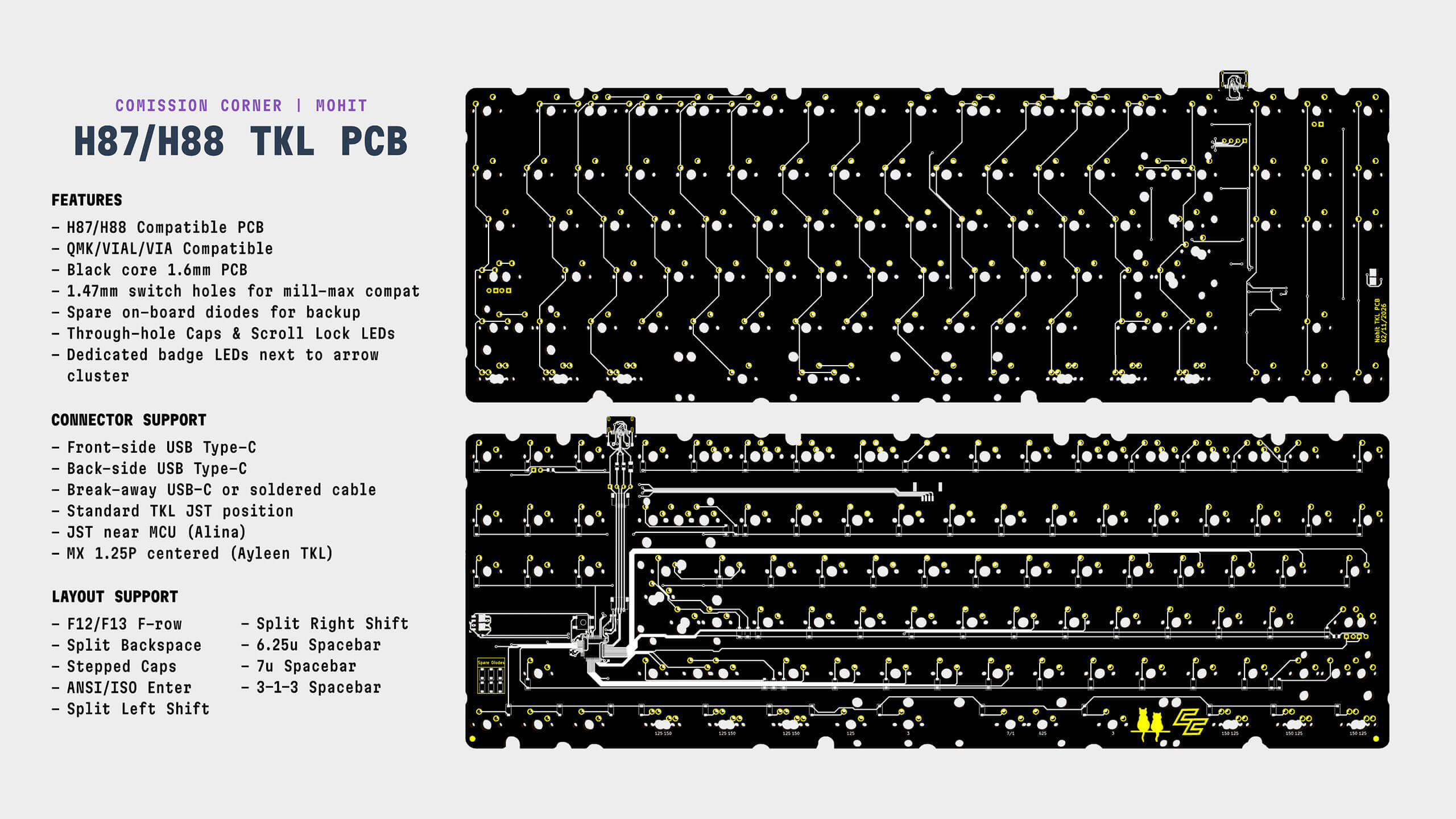 CC H87 / H88 TKL Solder PCB